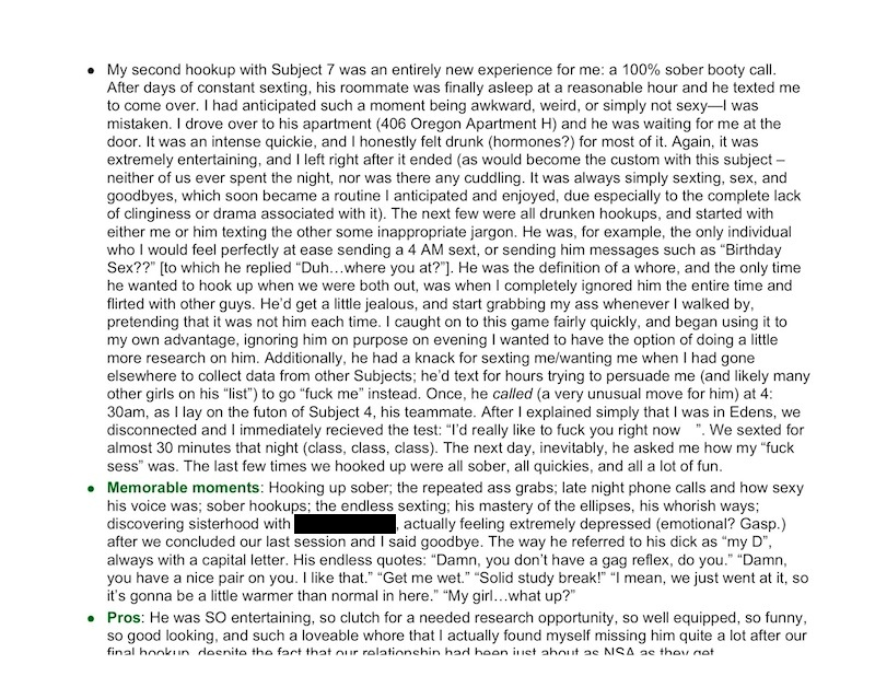 Illustration for article titled The Full Duke University "Fuck List" Thesis From A Former Female Student (UPDATE)